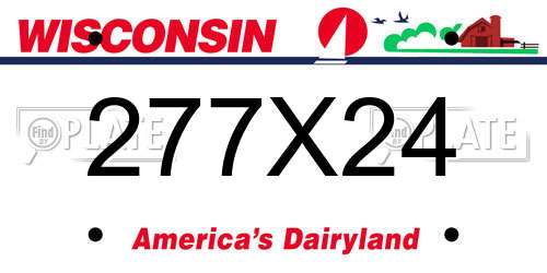 277X24 Wisconsin License Plate