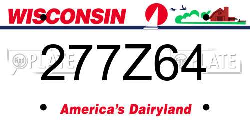 277Z64 Wisconsin License Plate
