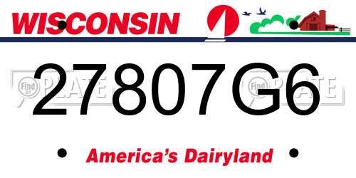 27807G6 Wisconsin License Plate