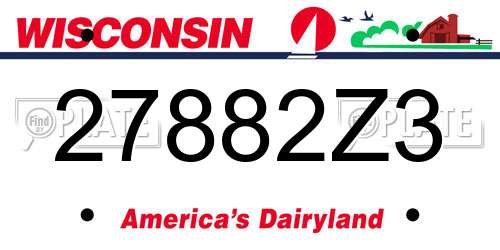 27882Z3 Wisconsin License Plate