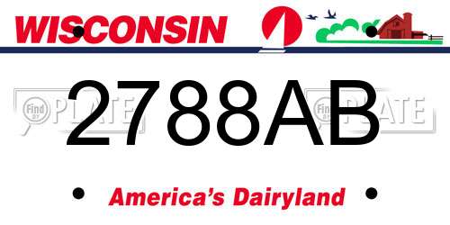 2788AB Wisconsin License Plate