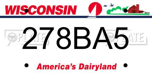 278BA5 Wisconsin License Plate