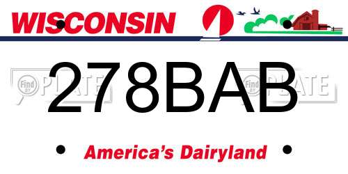 278BAB Wisconsin License Plate