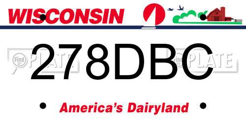 278DBC Wisconsin License Plate