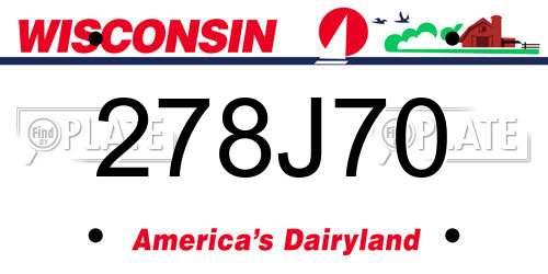 278J70 Wisconsin License Plate