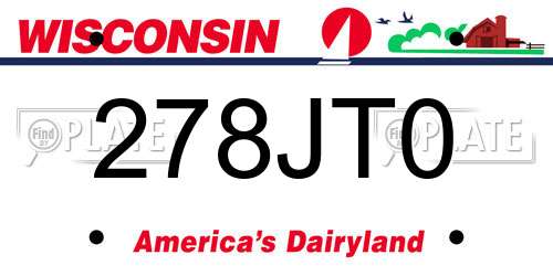278JT0 Wisconsin License Plate