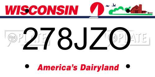 278JZO Wisconsin License Plate