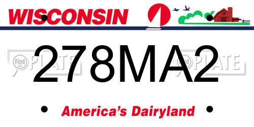 278MA2 Wisconsin License Plate