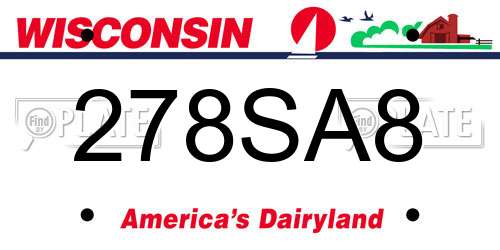 278SA8 Wisconsin License Plate