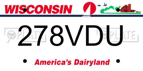 278VDU Wisconsin License Plate