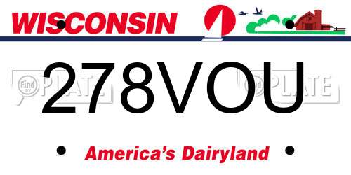 278VOU Wisconsin License Plate