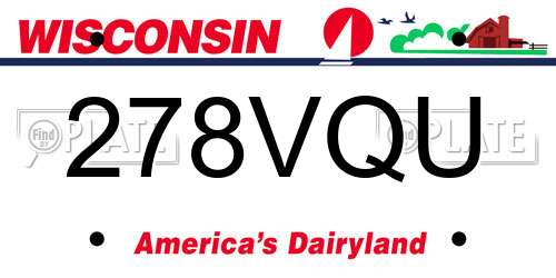 278VQU Wisconsin License Plate