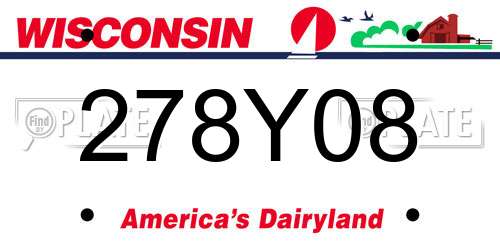 278Y08 Wisconsin License Plate