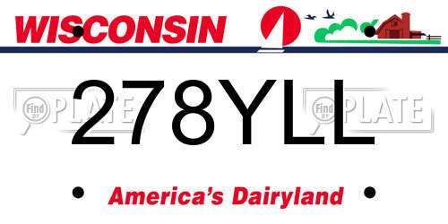 278YLL Wisconsin License Plate