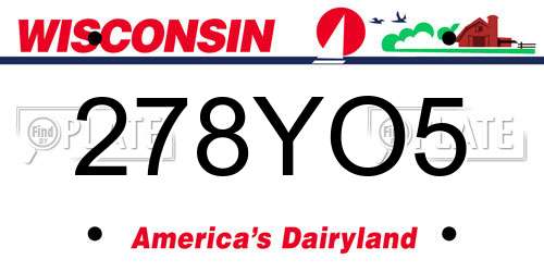 278YO5 Wisconsin License Plate