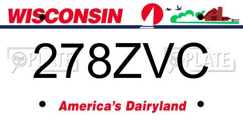278ZVC Wisconsin License Plate