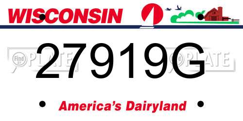27919G Wisconsin License Plate