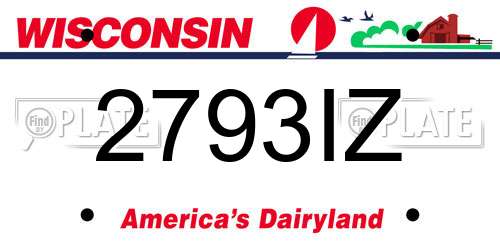 2793IZ Wisconsin License Plate