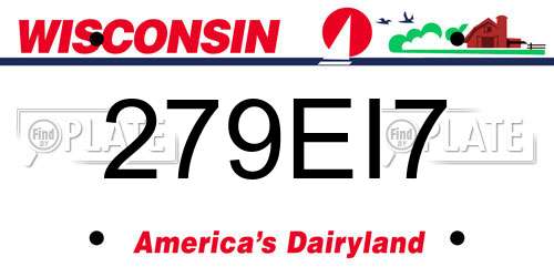 279EI7 Wisconsin License Plate