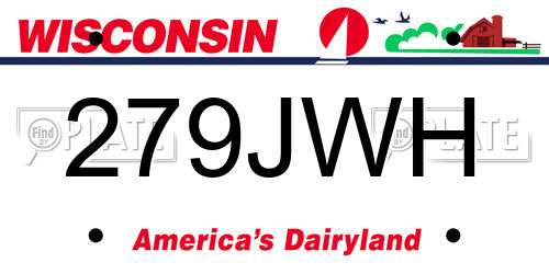 279JWH Wisconsin License Plate
