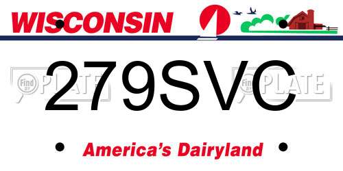 279SVC Wisconsin License Plate