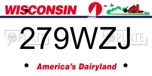 279WZJ Wisconsin License Plate
