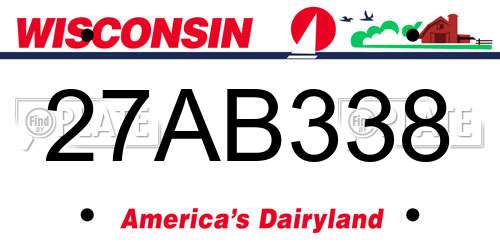 27AB338 Wisconsin License Plate