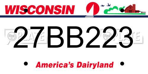 27BB223 Wisconsin License Plate