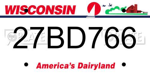 27BD766 Wisconsin License Plate
