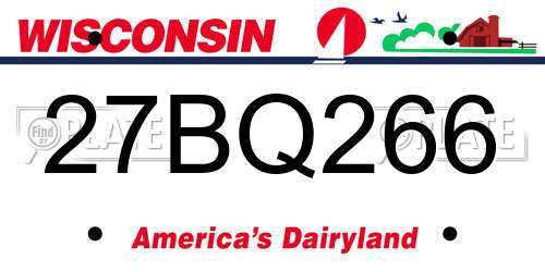 27BQ266 Wisconsin License Plate