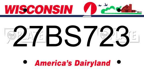27BS723 Wisconsin License Plate