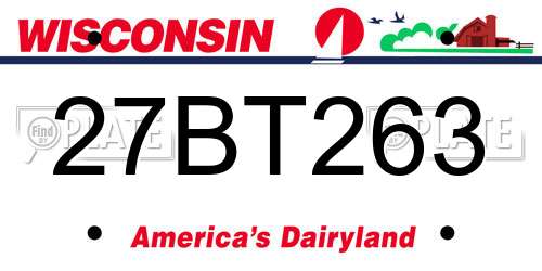 27BT263 Wisconsin License Plate