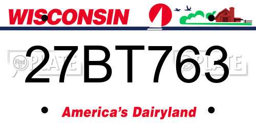 27BT763 Wisconsin License Plate