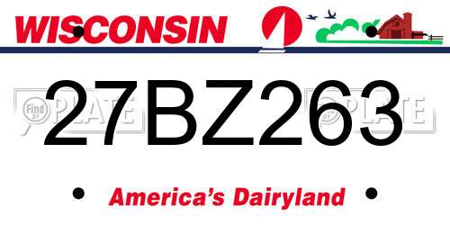 27BZ263 Wisconsin License Plate