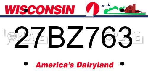 27BZ763 Wisconsin License Plate