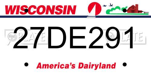 27DE291 Wisconsin License Plate