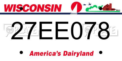 27EE078 Wisconsin License Plate