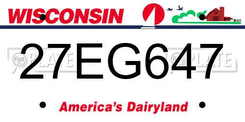 27EG647 Wisconsin License Plate