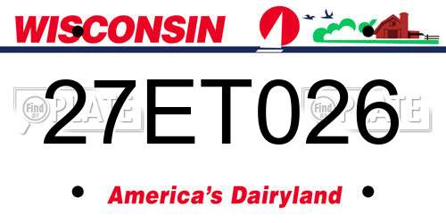 27ET026 Wisconsin License Plate