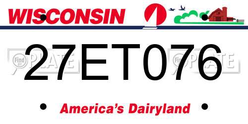 27ET076 Wisconsin License Plate