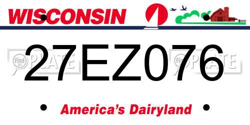 27EZ076 Wisconsin License Plate