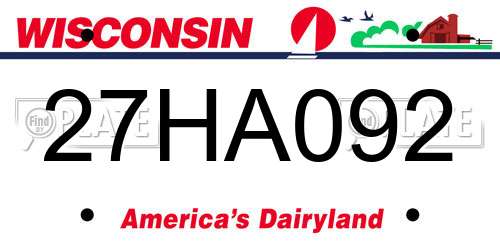 27HA092 Wisconsin License Plate
