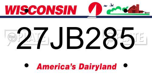 27JB285 Wisconsin License Plate