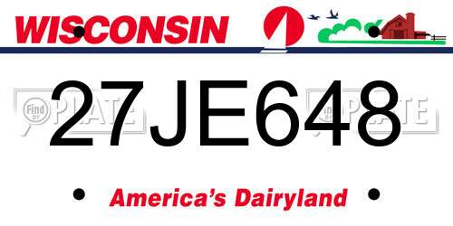 27JE648 Wisconsin License Plate