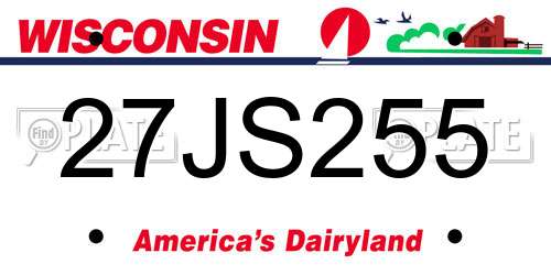 27JS255 Wisconsin License Plate