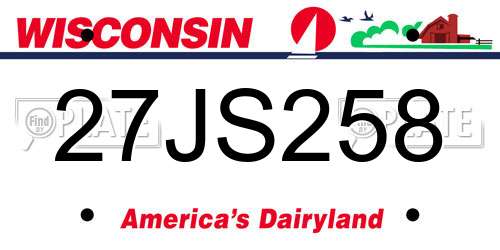27JS258 Wisconsin License Plate