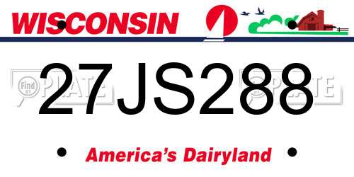 27JS288 Wisconsin License Plate