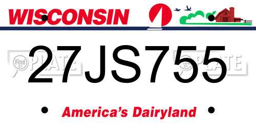 27JS755 Wisconsin License Plate