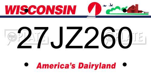 27JZ260 Wisconsin License Plate