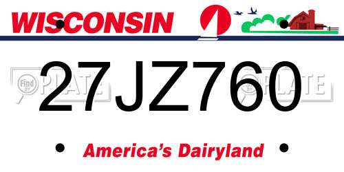 27JZ760 Wisconsin License Plate